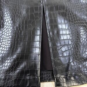 Halogen Faux Leather Alligator Croc Print Midi Pencil Skirt Pockets Womens Sz 10